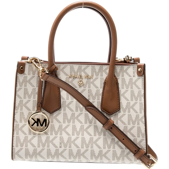 Michael Kors Brown and Cream Signature Satchel - Picture 1 of 15